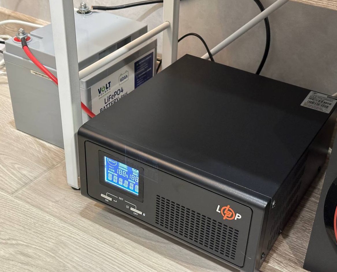 Акумулятор Volt Polska LiFePO4 60Ah з BMS та ДБЖ LogicPower 12V LPE-B-PSW-1000VA+ (600Вт), моніторинг загального навантаження через застосунок.